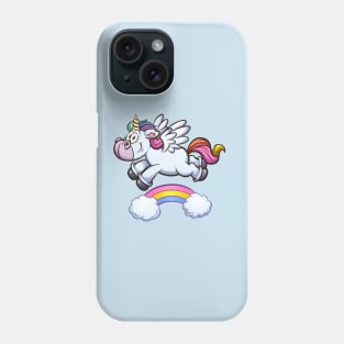 Unicorn flying over rainbow Phone Case