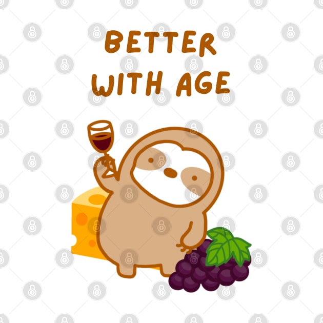 Better with Age Wine and Cheese Sloth by theslothinme