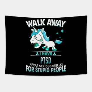 funny ptsd grumpy unicorn warrior Tapestry