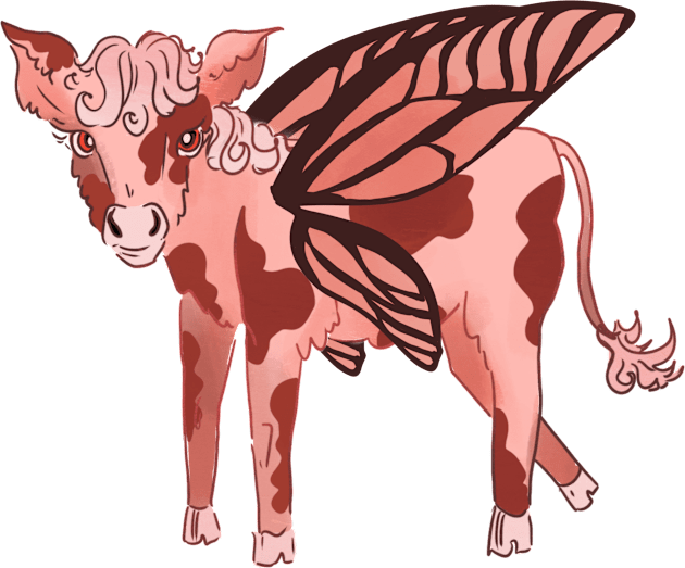 Butterfly strawberry cow Kids T-Shirt by TheDoodlemancer