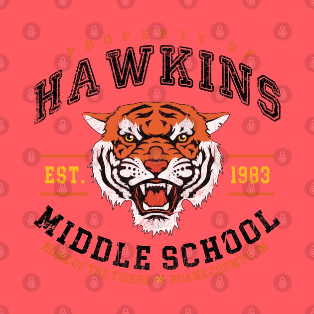 Hawkins Middle School 1983 Color Lts by Alema Art