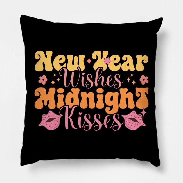 New Year Wishes Midnight Kisses Pillow by MZeeDesigns