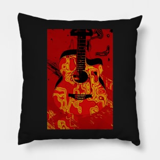 Red guitar abstract Pillow