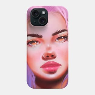 A woman with pink-blue hair Phone Case