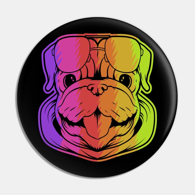 Pug Dog Colorful Design Pin by Utopia Shop