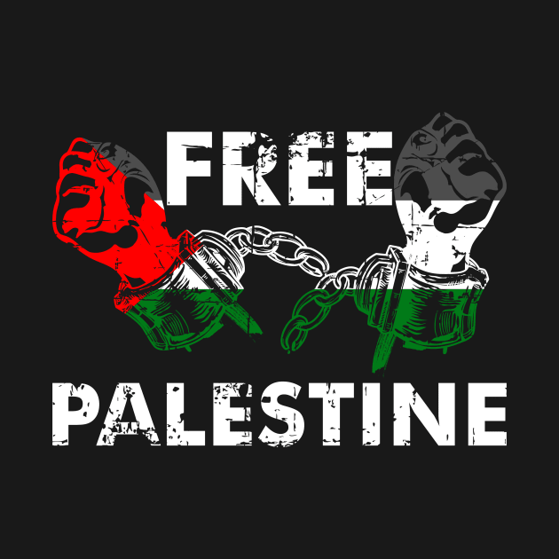 Free Palestine Freedom Flag Distressed Art - Break Handcuffs by mangobanana