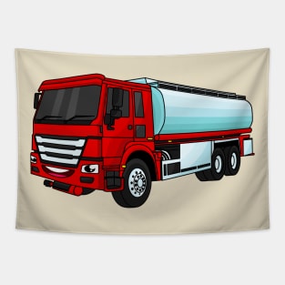 Tanker truck fuel transport cartoon illustration Tapestry