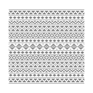 Aztec Essence Pattern II Gray on White T-Shirt