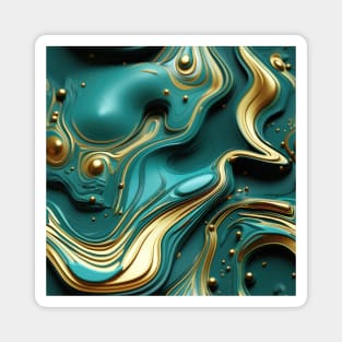 Funky Facade: Trompe-l’oeil Green Turquoise and Gold Magnet