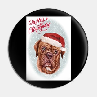 Dogue de Bordeaux Christmas Greeting Pin