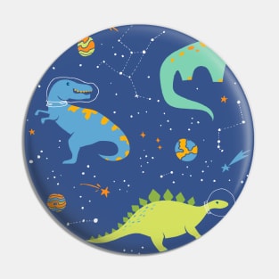 Astronaut Dinosaurs on Blue Pin