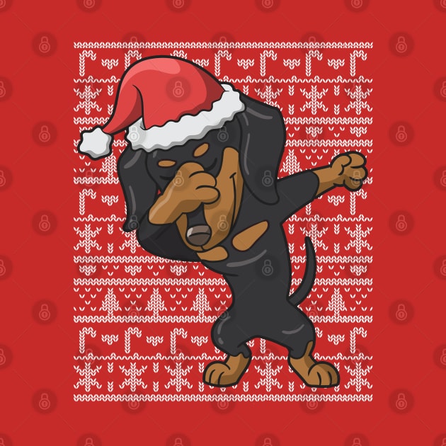 Dabbing Dachshund Ugly Christmas Sweater by E