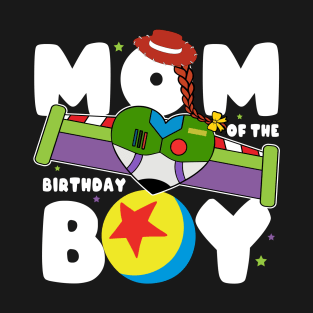 Mom Of The Birthday Boy Toy B-day Gift For Kids Tollders T-Shirt