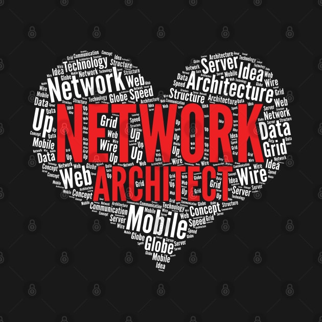 Network Architect Heart Shape Word Cloud Design design by theodoros20