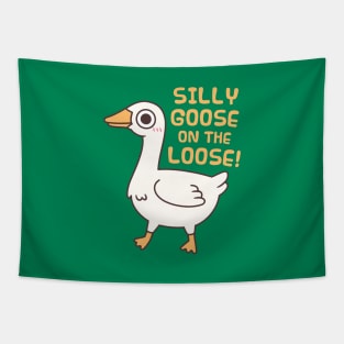 Cute Silly Goose On The Loose Funny Saying Tapestry