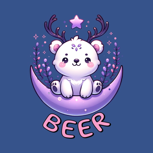 BEER Cute& Kawaii Bear with Deer Antlers by WitchyArty