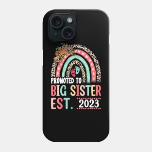 Promoted To Big Sister Est 2023 Leopard Rainbow Mother's Day Phone Case