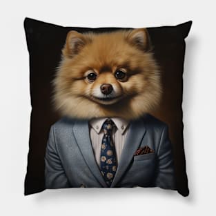 Pomeranian Dog in Suit Pillow