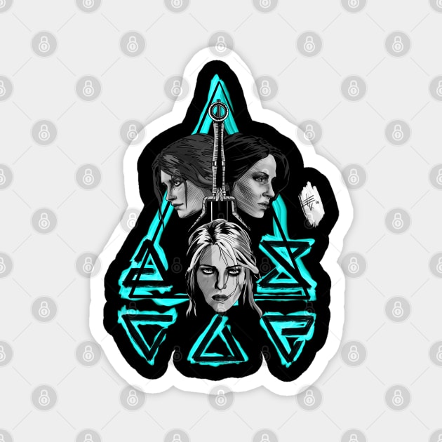 Geralt’s Girls BW Magnet by Wayofthepencil