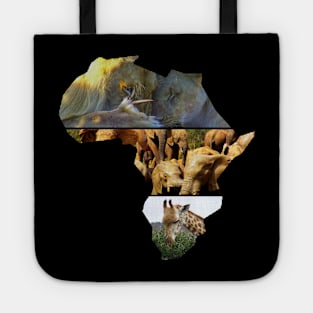 African Wildlife Continent Collage Tote