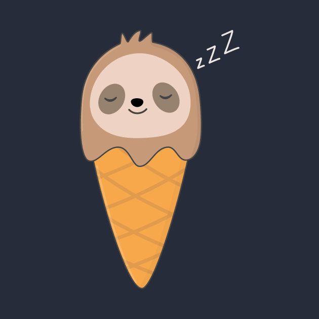 Kawaii Cute Sloth Ice Cream T-Shirt by happinessinatee