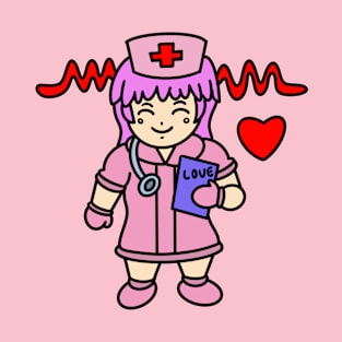 Kawaii chibi nurse with heart T-Shirt