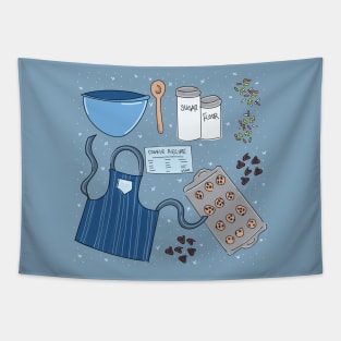 Holiday Baking, Winter theme cute baking cookies scene. Tapestry