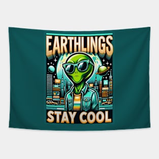 Earthlings Collection: Retro Alien Stay Cool Urban Tapestry