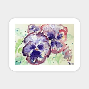 Purple Pansy Flower Watercolor Magnet