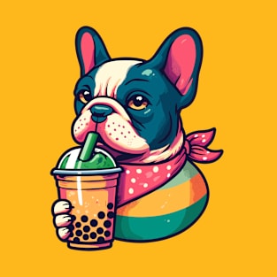 Boba is Life Frenchie puppy dog drinks boba tea foodie T-Shirt