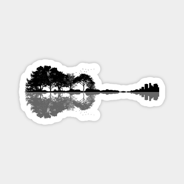 Nature guitar (Black) Magnet by Luluca Shirts