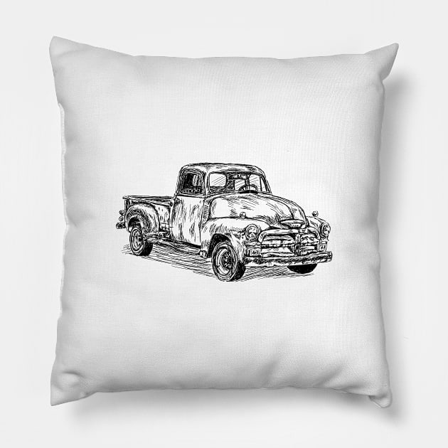 Antique pickup truck image Pillow by rachelsfinelines