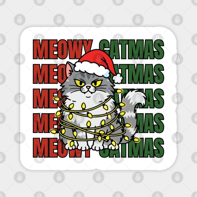Christmas-Cat Magnet by Creatifly Graphic Tees