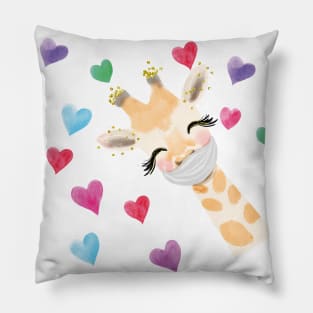 Hearts & Giraffe Mask Pillow