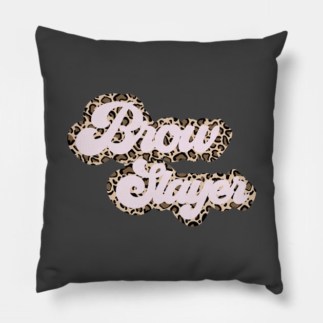 Great gift idea for Brow Boss Babe Artist Tech Microblading Brow slayer funny gift Pillow by The Mellow Cats Studio