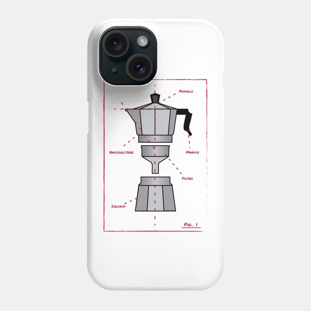 Moka pot anatomy Phone Case by TeeAgromenaguer