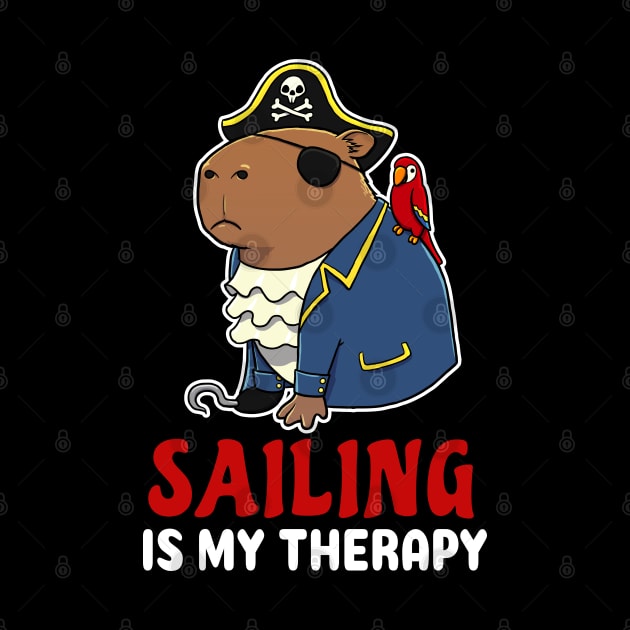 Sailing is my therapy cartoon Capybara Pirate by capydays