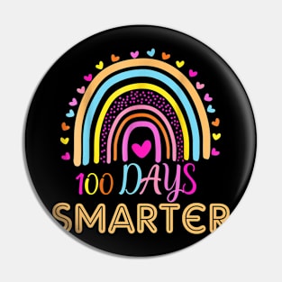 100th Day Of School Teacher 100 Days Smarter Rainbow Pin