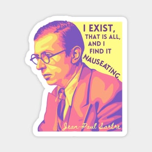 Jean-Paul Sartre Portrait and Quote Magnet