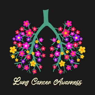 Lung Cancer Awareness Flowers Gift White Ribbon Design T-Shirt