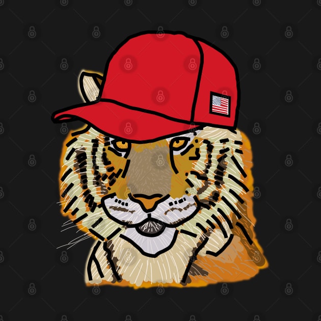 Tiger Wearing a Politics Red Hat by ellenhenryart