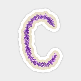 Lavender Letter C Hand Drawn in Watercolor and Ink Magnet