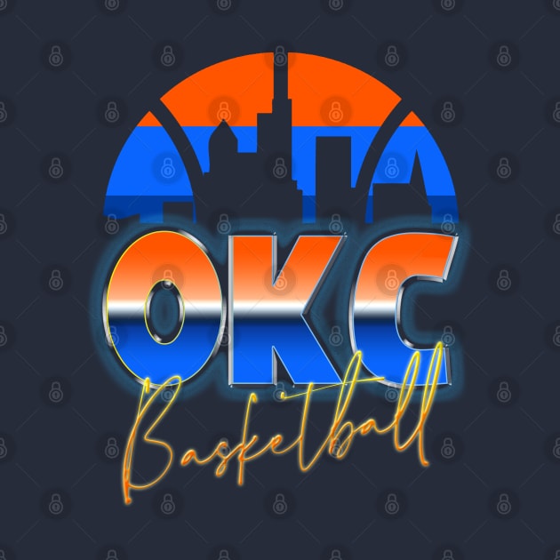 Oklahoma City Basketball Retro 90s Chrome Skyline by funandgames