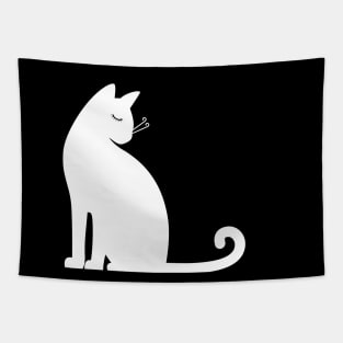 White Cat Silhouette Tapestry