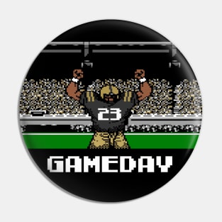 Black and Gold Football Gameday Retro 8 Bit Linebacker Pin