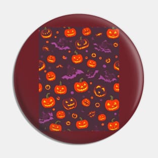 Halloween Spooky Orange Pumpkin Pattern Pin