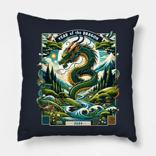 Verdant Dragon's Realm Enchanted Valley - Lunar New Year 2024 Pillow