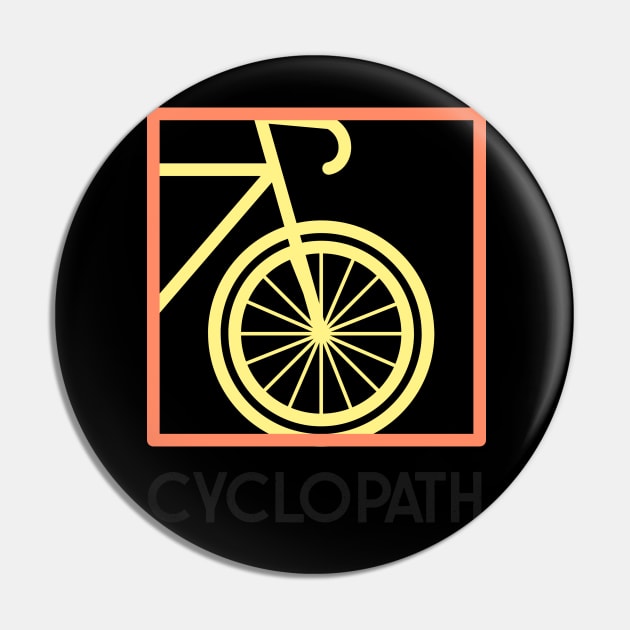Cyclopath Cycling graphic tshirt Pin by Baldodesign LLC.