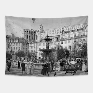 The Magic of Rossio, Lisbon (Monocrome) Tapestry