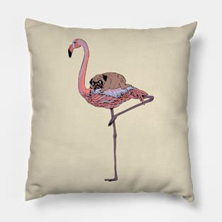 Flamingo and Pug Pillow